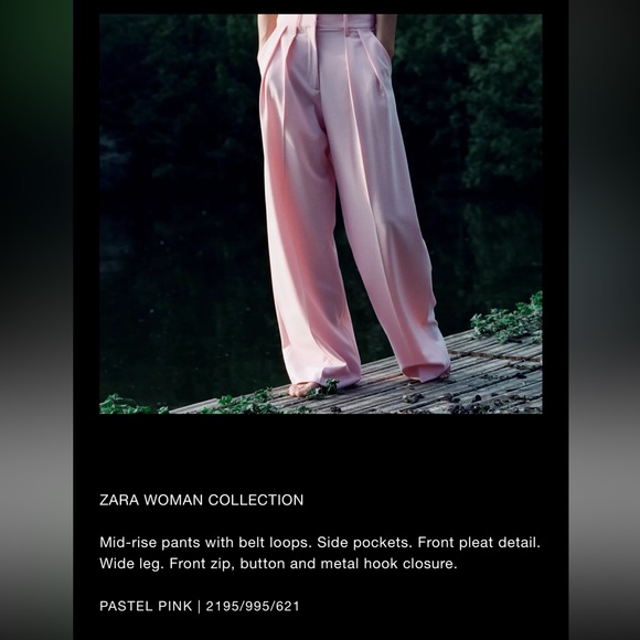Zara pleated pastel pink wide leg pants - Picture 2 of 6